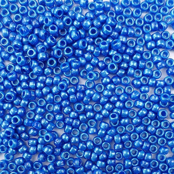 6 x 9mm plastic pony beads in dark blue pearl
