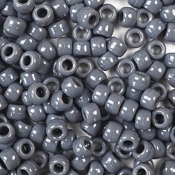 dark gray 6 x 9mm plastic pony beads in bulk