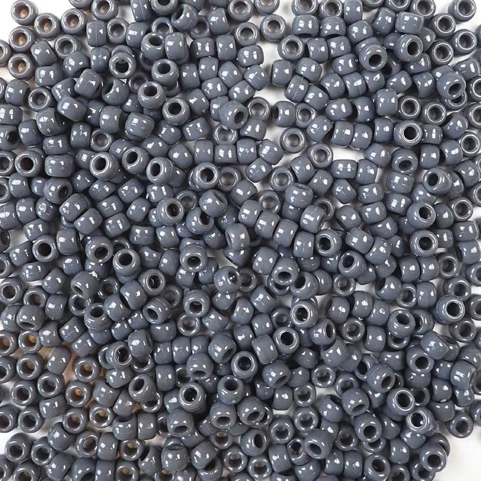 6 x 9mm plastic pony beads in dark gray