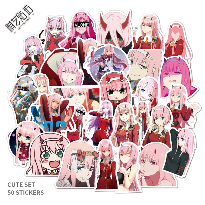 Darling in the Franxx Stickers featuring Hiro, Zero Two, and Ichigo