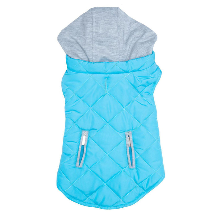 Doggie Design Weekender Quilted Hoodie Dog Jacket - Aqua