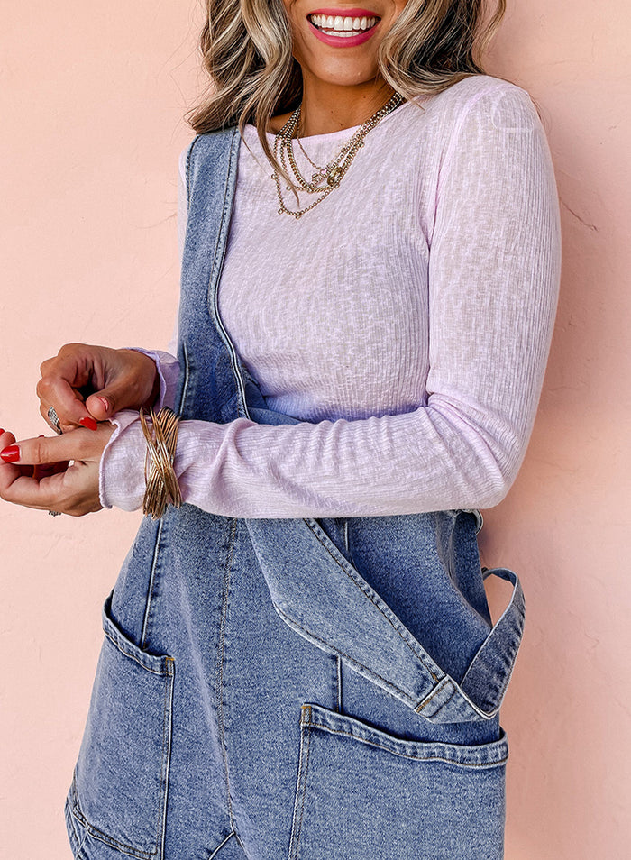 Dusk Blue Sleeveless U Neck Patched Pocket Denim Romper 🇨🇳