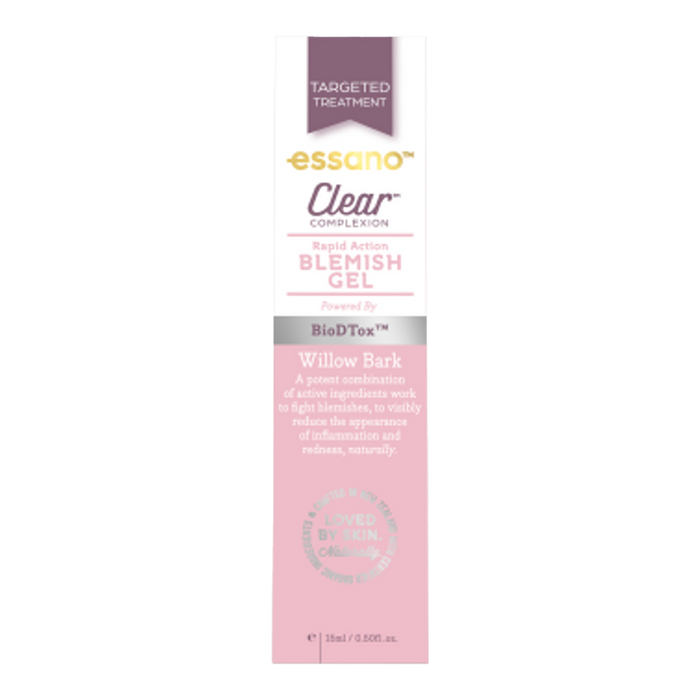 Essano Clear Complexion Rapid Action Blemish Gel for oily/combination skin, reduces blemishes and controls oil production.