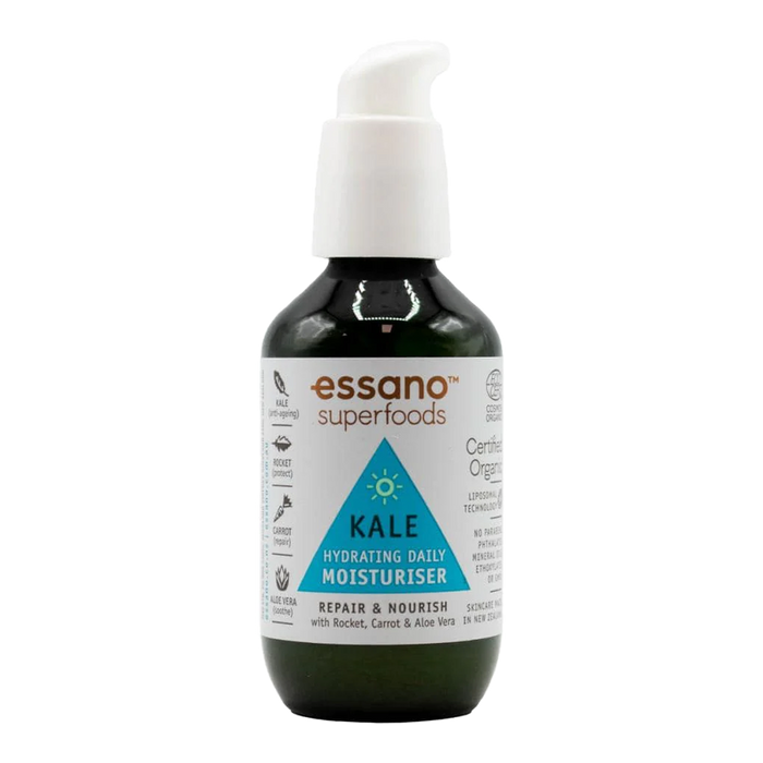 Essano Superfoods Kale Hydrating Daily Moisturiser – Hydrates with organic kale and coconut oil for smooth, nourished skin.