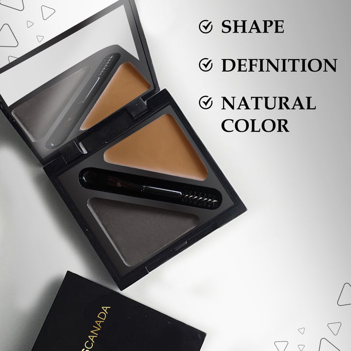 FACES CANADA HD Shape Up Brow Kit - Grey 01, 2.8 gm | Eyebrow Duo Kit - Wax & Powder With Brush | Long-Lasting | Precise & Natural Looking | Rich Color Payoff | Shaped & Defined Brows | Cruelty-free
