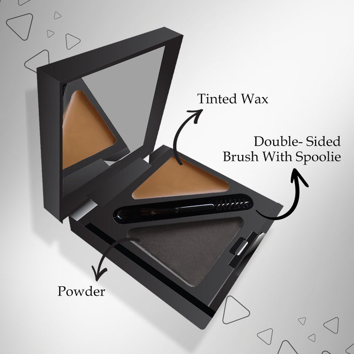 FACES CANADA HD Shape Up Brow Kit - Grey 01, 2.8 gm | Eyebrow Duo Kit - Wax & Powder With Brush | Long-Lasting | Precise & Natural Looking | Rich Color Payoff | Shaped & Defined Brows | Cruelty-free