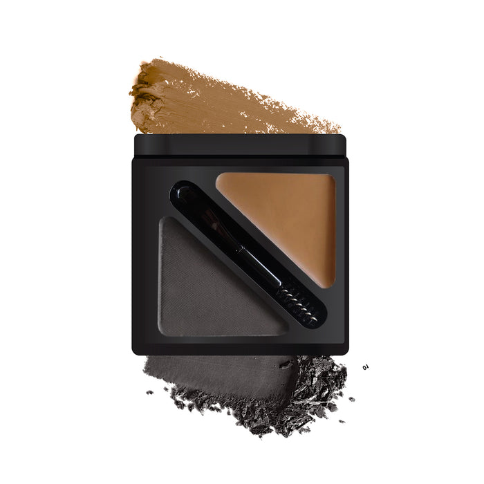 FACES CANADA HD Shape Up Brow Kit - Grey 01, 2.8 gm | Eyebrow Duo Kit - Wax & Powder With Brush | Long-Lasting | Precise & Natural Looking | Rich Color Payoff | Shaped & Defined Brows | Cruelty-free