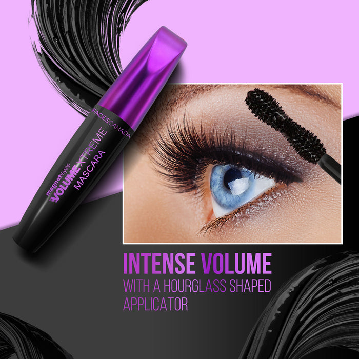 FACES CANADA Magneteyes Volume Xtreme Mascara - Black, 8 gm | Lengthens Lashes | Waterproof | Quick Drying | Long Wear | Intense Black Finish | Lightweight | Enriched With Jojoba Oil & Vitamin B