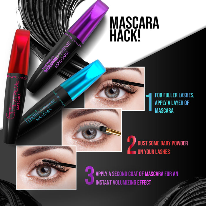 FACES CANADA Magneteyes Volume Xtreme Mascara - Black, 8 gm | Lengthens Lashes | Waterproof | Quick Drying | Long Wear | Intense Black Finish | Lightweight | Enriched With Jojoba Oil & Vitamin B