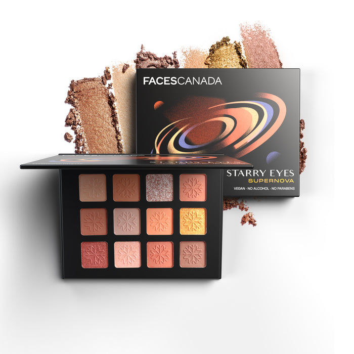 FACES CANADA Starry Eyes Eye Shadow Palette - Supernova 01, 16 gm | Shimmer & Matte Shades | Long Lasting & Highly Pigmented | Smudge Proof & Sweat Resistance | One Stroke Application | Luxurious Finish