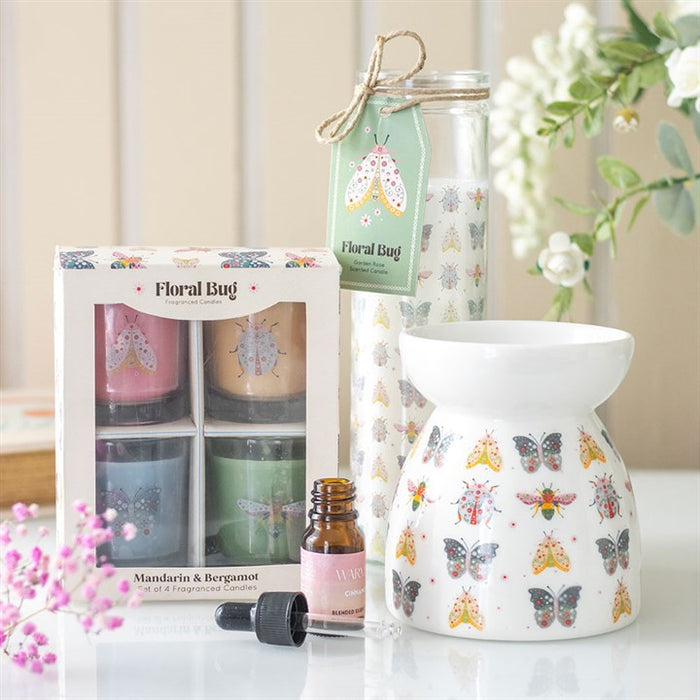 Floral Bug Print Oil Burner and Wax Warmer 🇬🇧