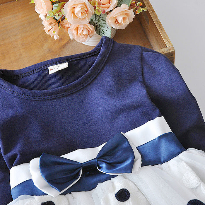 Flower bow long sleeve dress 🇨🇳