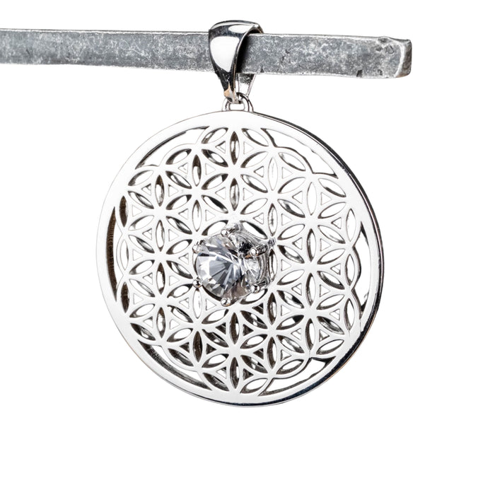 Flower of Life Pendant | Herkimer Diamond Quartz .925 Silver - InnerVision Crystals