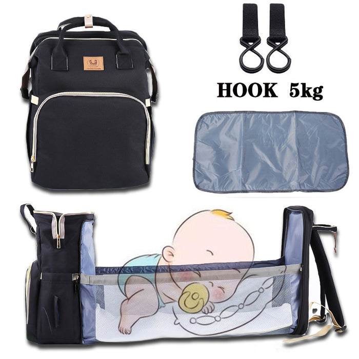 Folding Crib Fashion Maternal And Baby Large-capacity Double Shoulder Backpack 🇨🇳