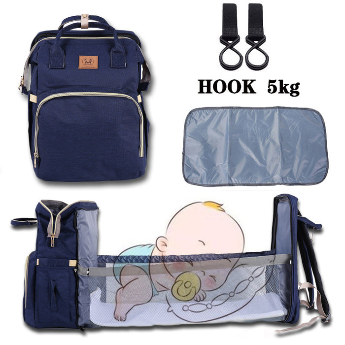 Folding Crib Fashion Maternal And Baby Large-capacity Double Shoulder Backpack 🇨🇳