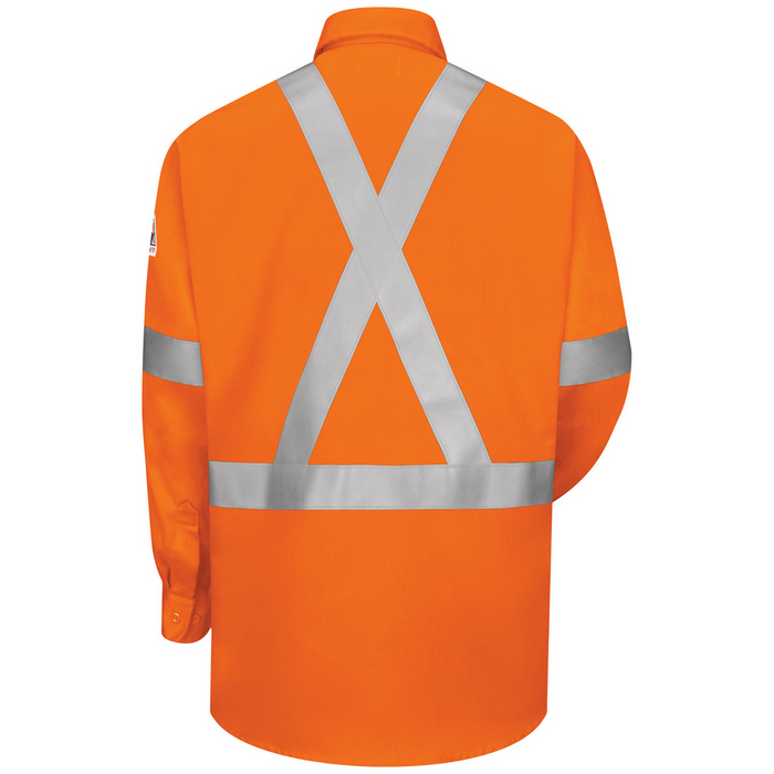 FR ENHANCED VISIBILITY LIGHTWEIGHT UNIFORM SHIRT WITH REFLECTIVE TRIM - OR-Orange | Bulwark SLUS
