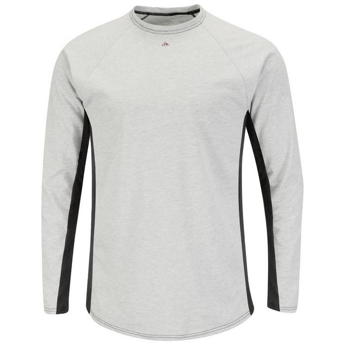 FR LONG SLEEVE BASELAYER WITH MESH GUSSET - GY-Grey | Bulwark MPU8
