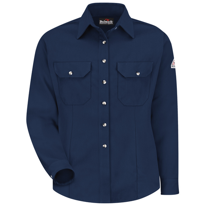 FR MIDWEIGHT UNIFORM DRESS SHIRT - NV-Navy | Bulwark SMU3
