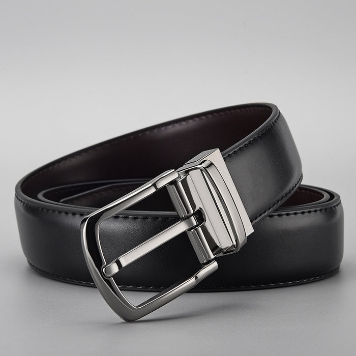 Gentleman Business Style Men's Leather Business Rotation Pin Buckle Belt 🇨🇳