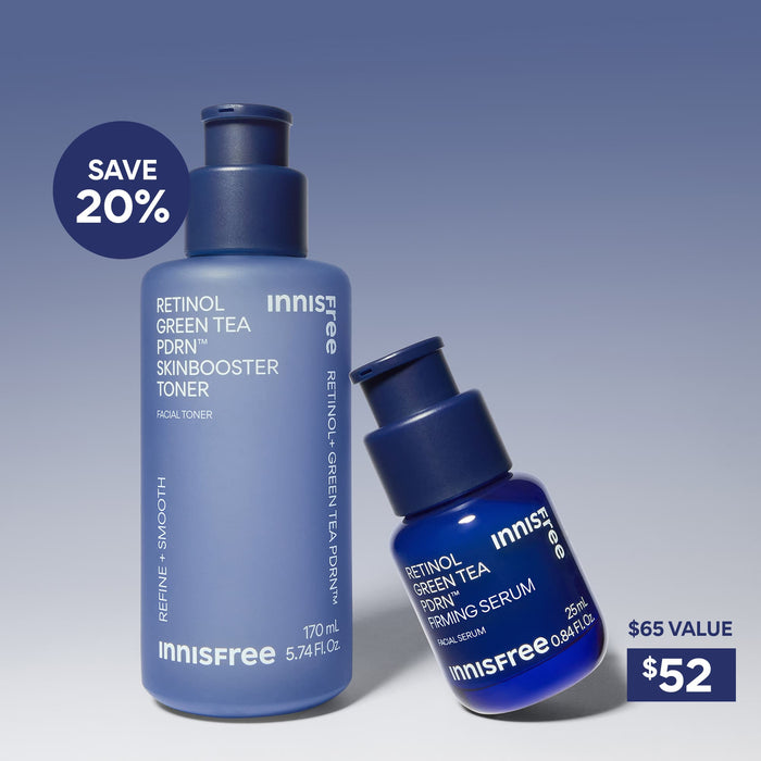 Firm & Glow Duo save 20% $65 value, $52: Green Tea PDRN™ Firming Serum25mL  and Green Tea PDRN™ Toner