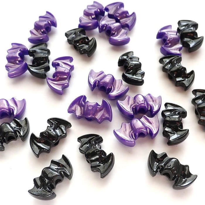 Halloween Bat Plastic Beads Mix, 24 beads
