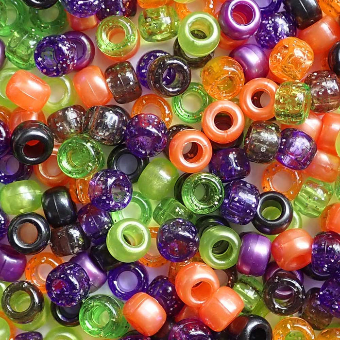 Halloween Sparkle & Shimmer Mix Plastic Pony Beads, 6 x 9mm, 500 beads