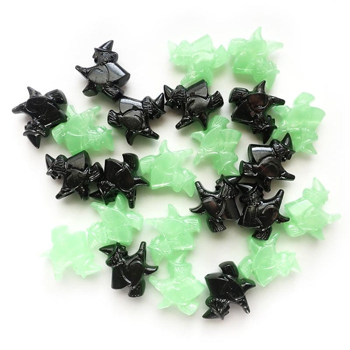 Halloween Witches Plastic Beads Mix, 24 beads