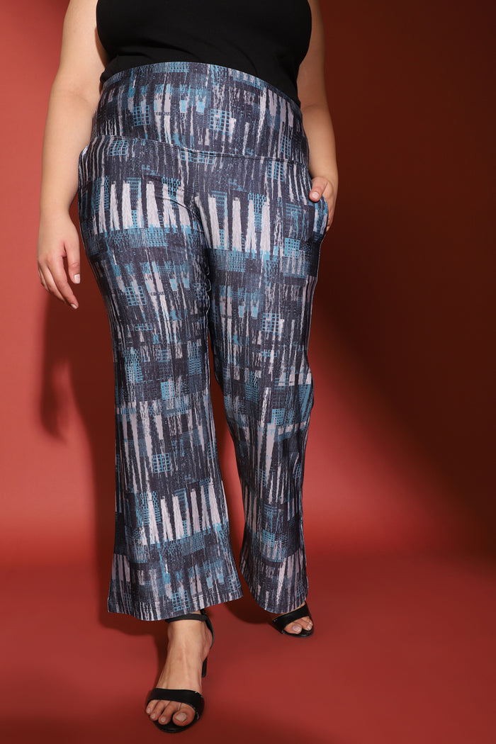 Indigo Printed Bootcut Pants