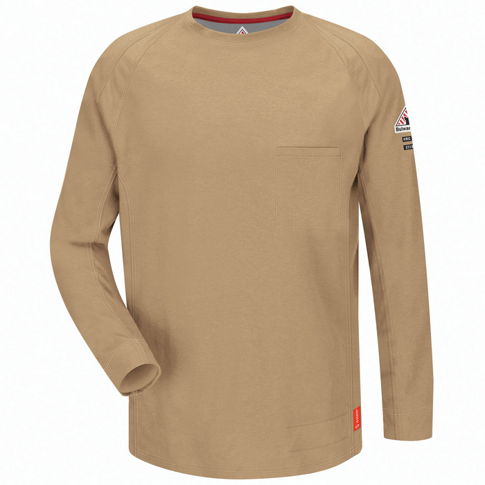 IQ SERIES FR LONG SLEEVE COMFORT KNIT T-SHIRT - KH-Khaki | Bulwark QT32