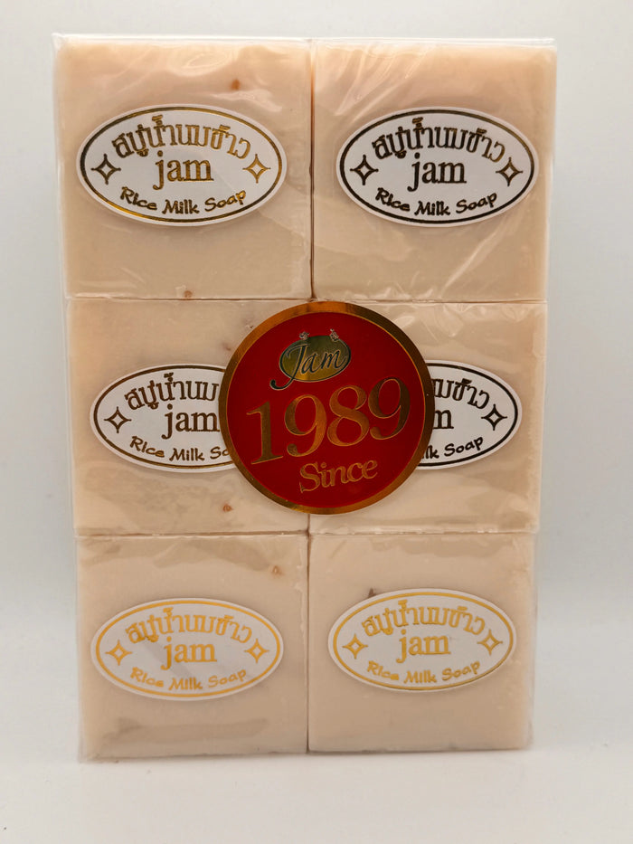 "12-pack value set of Jam Rice Milk Soap Gluta + Collagen - Thai brightening soap bundle"