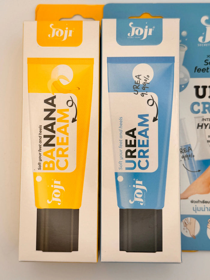 "Joji Foot Care Bundle - Joji Urea Foot Cream and Joji Banana Cream together for complete foot repair, deep nourishment, and soft, smooth heels"