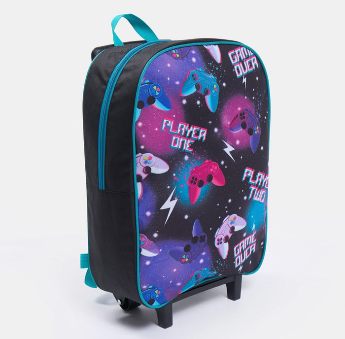 Kids Gaming Print Trolley Backpack - Purple 🇨🇳