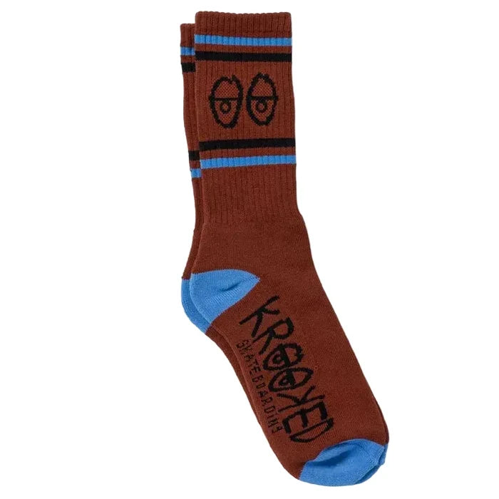 Krooked Eyes Dark Red/Blue Black Socks