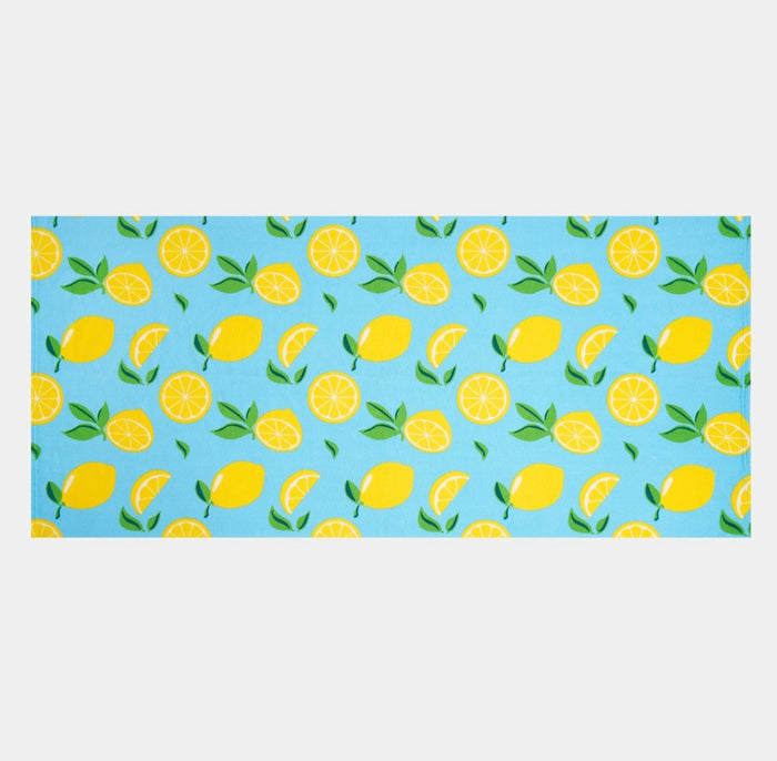 Lemon Print Beach Towel - Blue 🇬🇧
