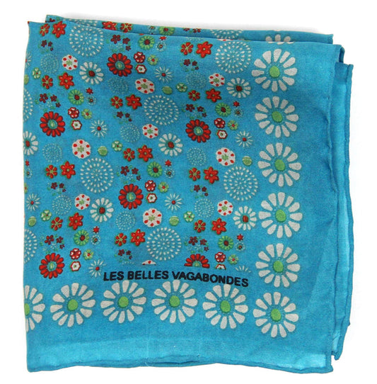 Les Belles Vagabondes Mini Hanami Turquoise Silk Scarf - Precious Sparkle