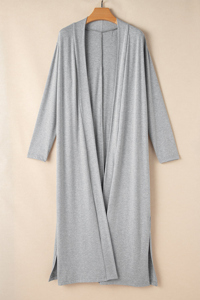 Light Grey Split Long Cardigan and Skinny Pants Lounge Set 🇨🇳