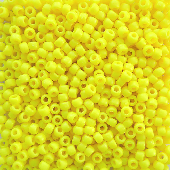 Matte Neon Yellow Plastic Pony Beads, 6x9mm, 500 beads