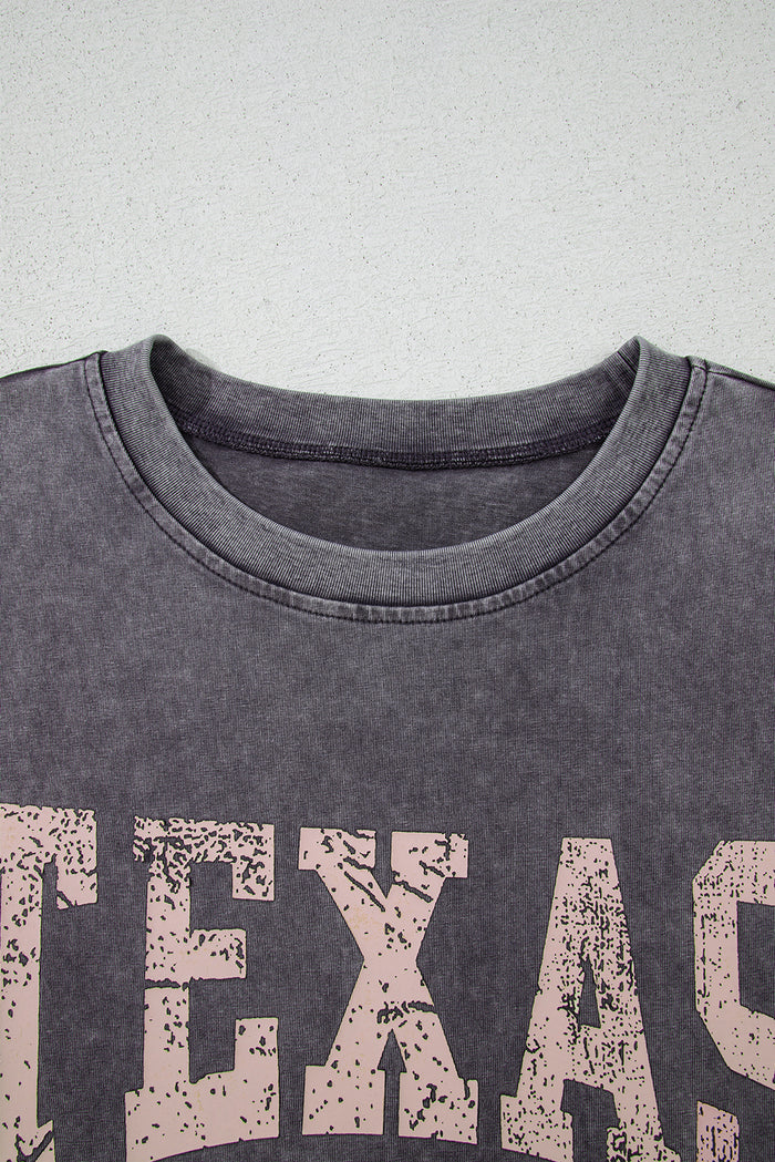 Medium Grey TEXAS Steer Head Graphic Mineral Wash Oversized T Shirt 🇺🇲