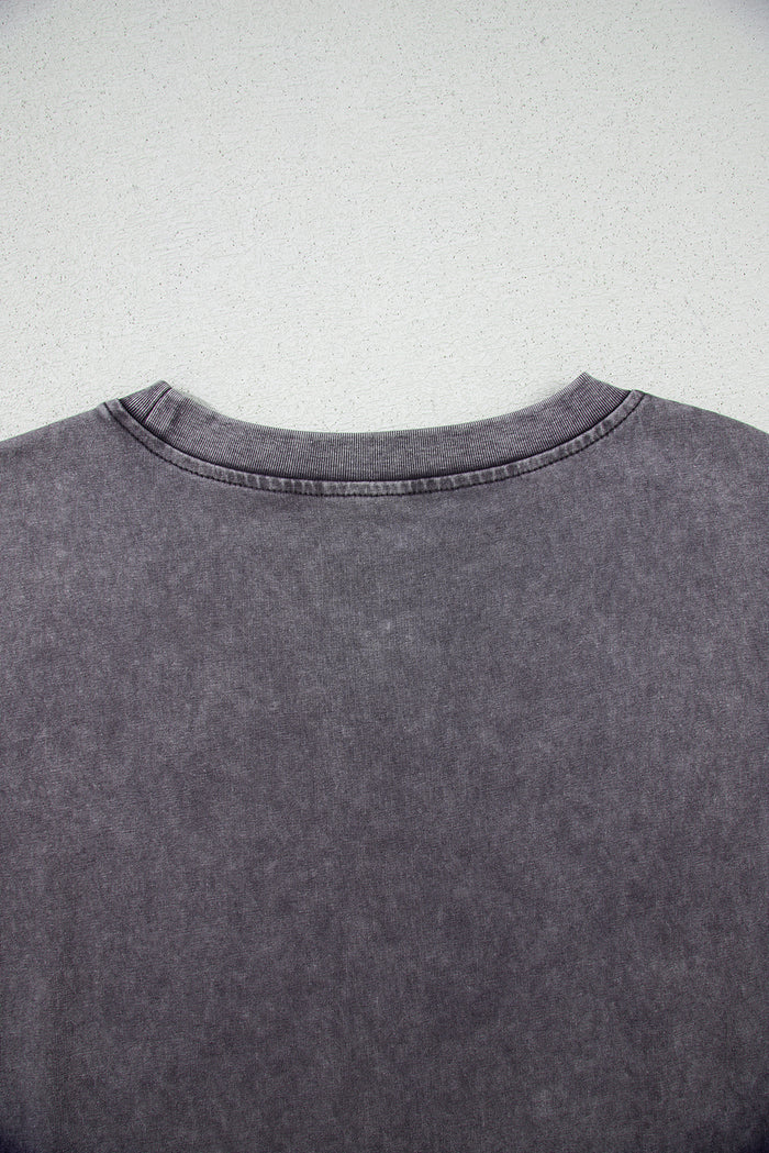 Medium Grey TEXAS Steer Head Graphic Mineral Wash Oversized T Shirt 🇺🇲