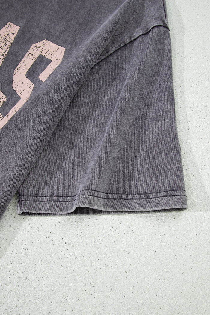 Medium Grey TEXAS Steer Head Graphic Mineral Wash Oversized T Shirt 🇺🇲