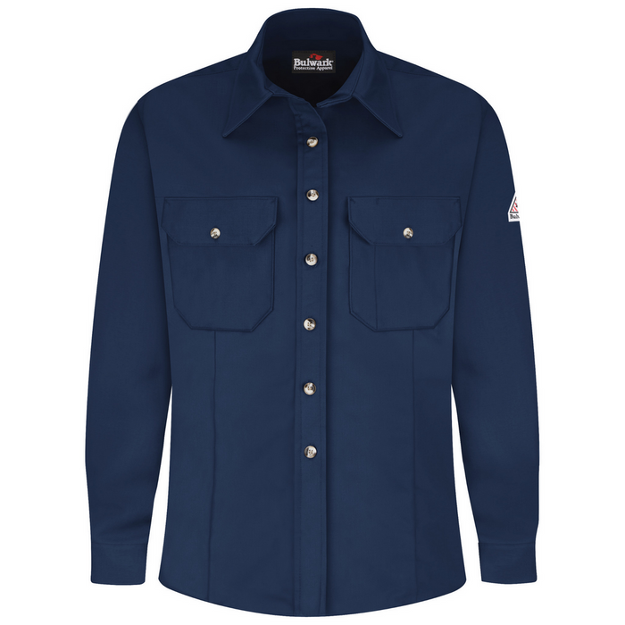 MIDWEIGHT FR LONG SLEEVE UNIFORM DRESS SHIRT - NV-Navy | Bulwark SLU3