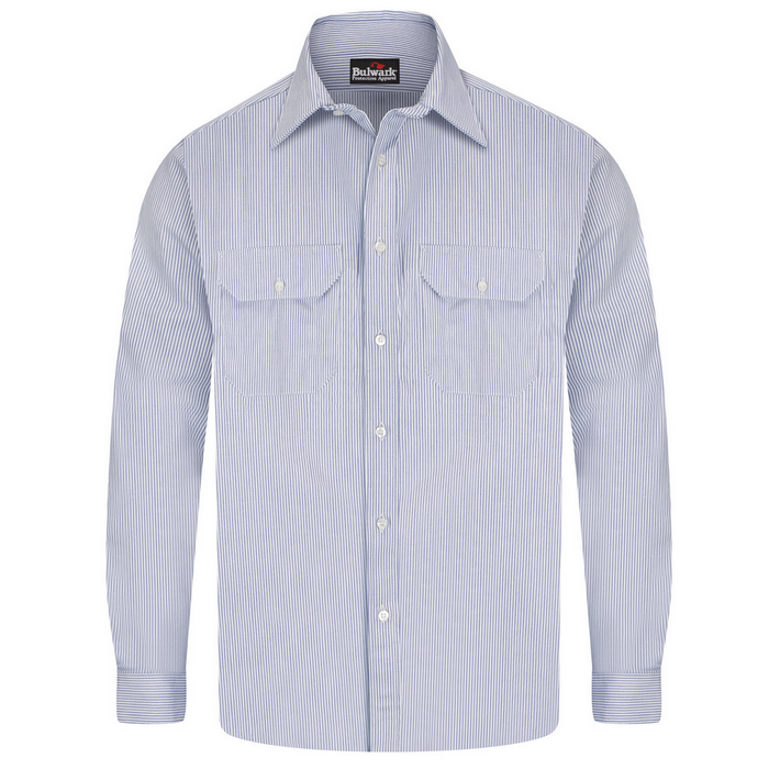 MIDWEIGHT FR STRIPED UNIFORM SHIRT - WB-White Blue Stripe | Bulwark SEU2