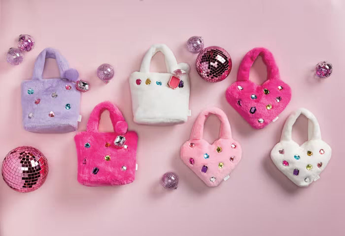 MudPie: White Glitzy  Purses With Lip Gloss Keychain