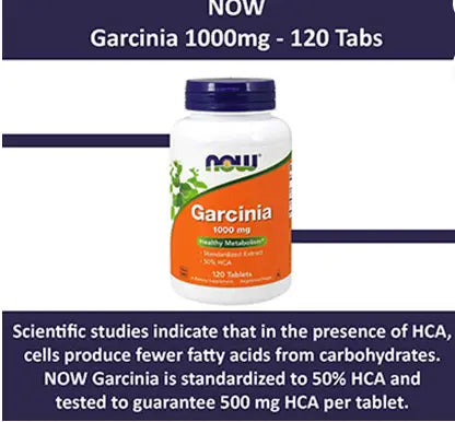 Now Garcinia 1000mg Vegetarian Tablets For Healthy Metabolism, Pack of 120's Now