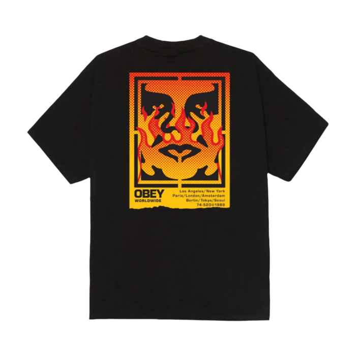 Obey Icon Stencil Flame Tee