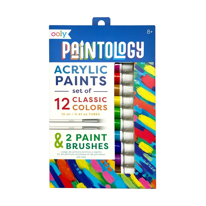Ooly: Paintology Acrylic Paints + 2 Brushes - Classic Colors