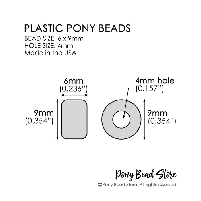 Orange Transparent Plastic Pony Beads 6 x 9mm, Bulk, 1500 beads