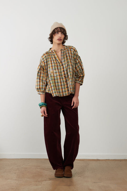 Orfeo Daniele Top Green Chocolate Check - Precious Sparkle