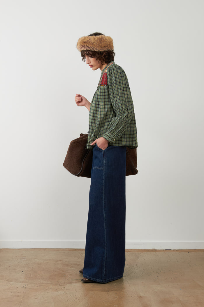 Orfeo Nolan Top Blue Check Patchwork - Precious Sparkle