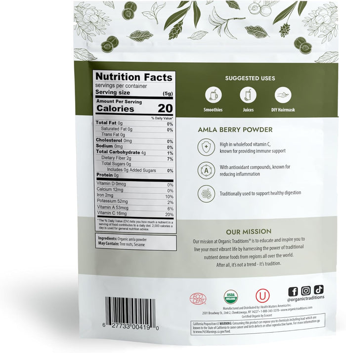 Organic Traditions Amla Berry Powder | 200 g Organic Traditions
